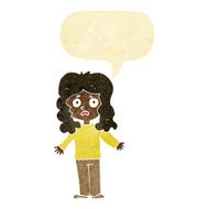 cartoon worried woman with speech bubble N4