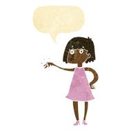 cartoon woman showing off engagement ring with speech bubble
