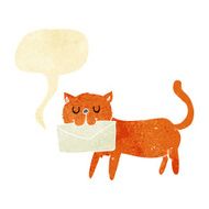 cartoon cat carrying letter with speech bubble N2