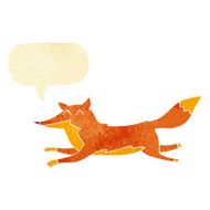cartoon running fox with speech bubble