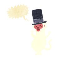 cartoon monkey in top hat with speech bubble