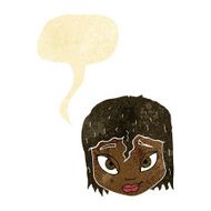 cartoon female face with speech bubble N9