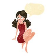 cartoon attractive woman posing with speech bubble N2