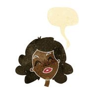 cartoon happy female face with speech bubble N22