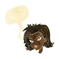 cartoon female face with speech bubble N10