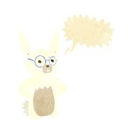 cartoon rabbit wearing spectacles with speech bubble N2