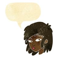 cartoon curious woman with speech bubble N2