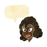 cartoon pretty woman with speech bubble N4