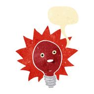 cartoon red lightbulb with speech bubble