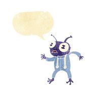 cartoon alien spaceman with speech bubble N2