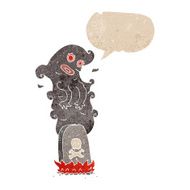 cartoon haunted grave with speech bubble
