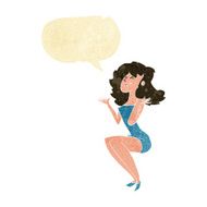 cartoon attractive woman sitting with speech bubble N2