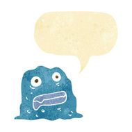 cartoon slime creature with speech bubble