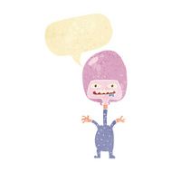 cartoon space alien with speech bubble