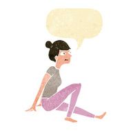 cartoon woman sitting with speech bubble N2