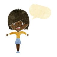 cartoon excited woman with speech bubble N8