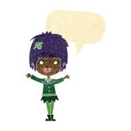 cartoon happy vampire girl with speech bubble N3