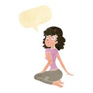 cartoon pretty woman with speech bubble N6