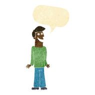 cartoon man shrugging shoulders with speech bubble N4