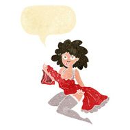 cartoon woman changing with speech bubble N2