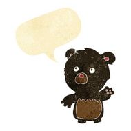 cartoon black teddy bear with speech bubble