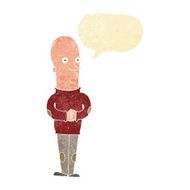 cartoon funny bald man with speech bubble N2
