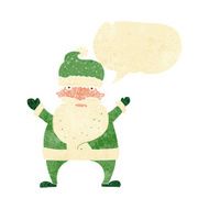 cartoon ugly santa claus with speech bubble