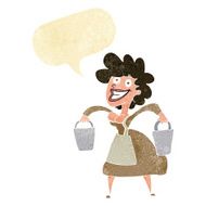 cartoon milkmaid carrying buckets with speech bubble N2