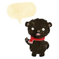 cartoon black bear wearing scarf with speech bubble N2