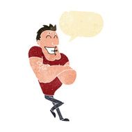 cartoon muscle guy with speech bubble N2