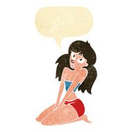 cartoon woman in skimpy clothing with speech bubble N2