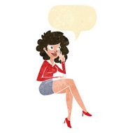 cartoon office woman sitting with speech bubble N2