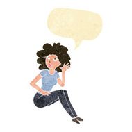 cartoon woman listening with speech bubble N2