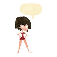 cartoon angry woman in dress with speech bubble N2
