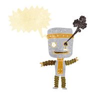 cartoon funny gold robot with speech bubble