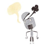 cartoon funny robot with speech bubble N7