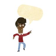 cartoon man pointing with speech bubble N7
