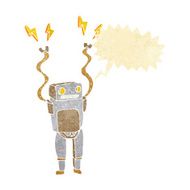 cartoon funny robot with speech bubble N8