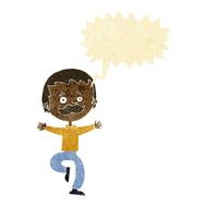 cartoon dancing man with mustache speech bubble