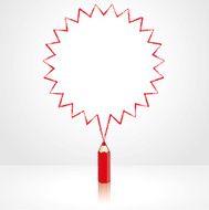 Red Pencil Drawing Pointed Starburst Speech Balloon