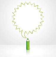 Green Pencil Drawing Pointed Starburst Speech Balloon