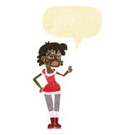 cartoon woman making dismissive gesture with speech bubble