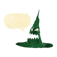 cartoon spooky witches hat with speech bubble N2
