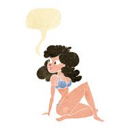 cartoon sexy woman in underwear with speech bubble N3