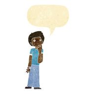 cartoon boy wondering with speech bubble