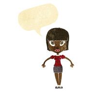 cartoon pretty woman with speech bubble N8