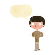 cartoon curious boy with speech bubble N4