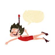 cartoon swimmer with snorkel speech bubble N2