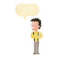 cartoon boy with folded arms speech bubble N2