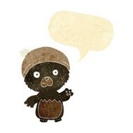 cartoon cute teddy bear in hat with speech bubble